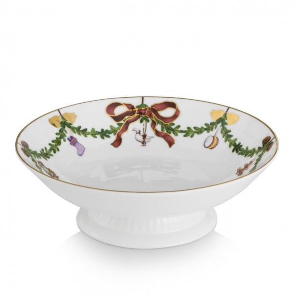 Star Fluted Christmas bowl on stand 18cm