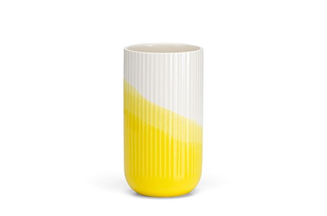 Herringbone Vase, geriffelt, gelb