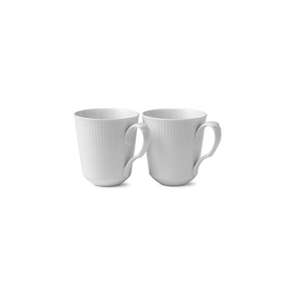 White Fluted mug 37cl, 2pcs