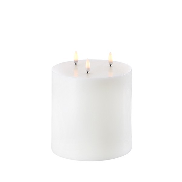 LED Pillar Candle Triple Flame, 15x15cm, nordic white