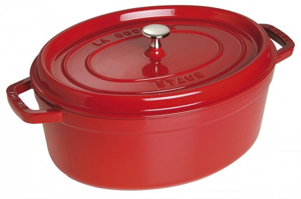 Cocotte, 33 cm Kirsch-Rot oval Gusseisen